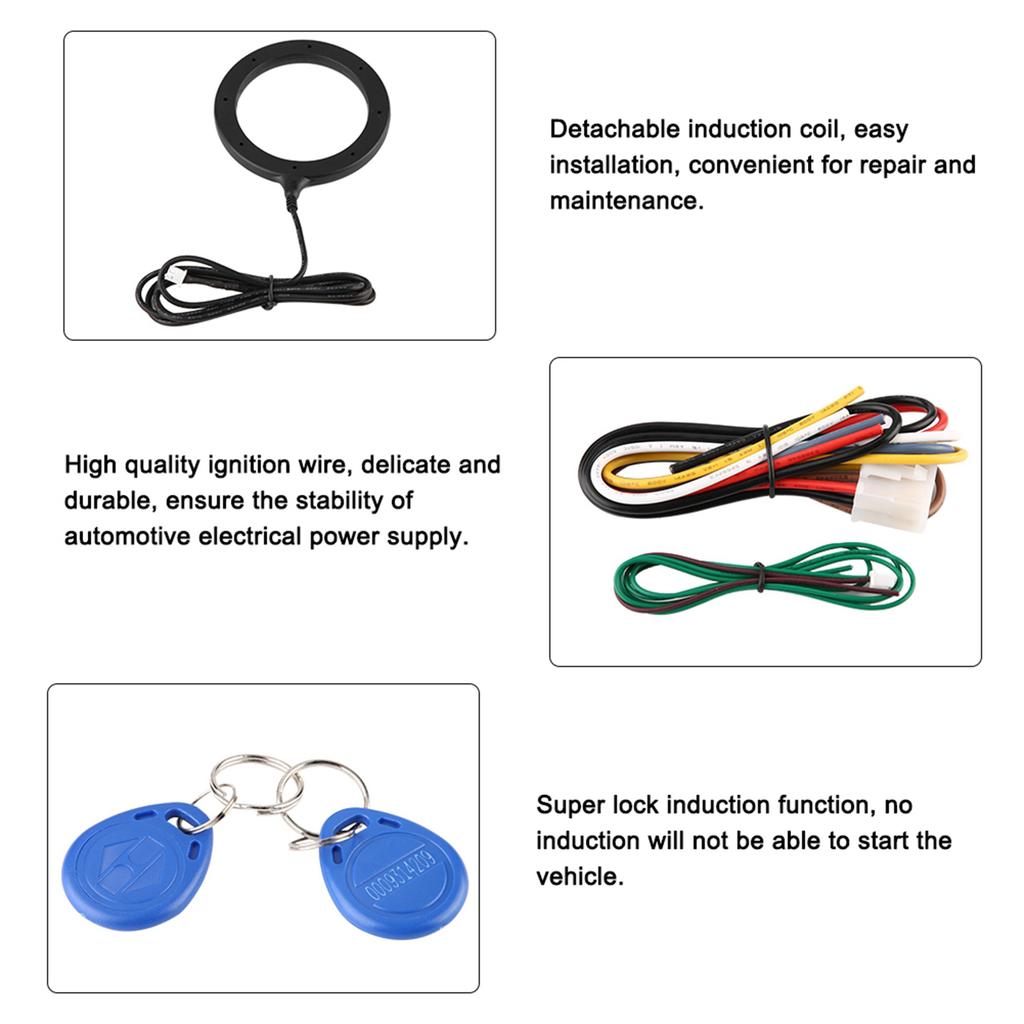 Universalt bilalarmsystem Motor Trykknapp Start Stopp Lås Tyverisikring