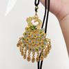 Vintage Ethnic Peacock Pendant Necklace with Enamel and Gold Accents - Retro Phoenix Design