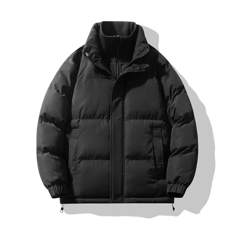 

Winter new men s Korean version solid color stand-up collar fake two pieces thickened warm cotton-padded clothes trendy couple Internet celebrities M