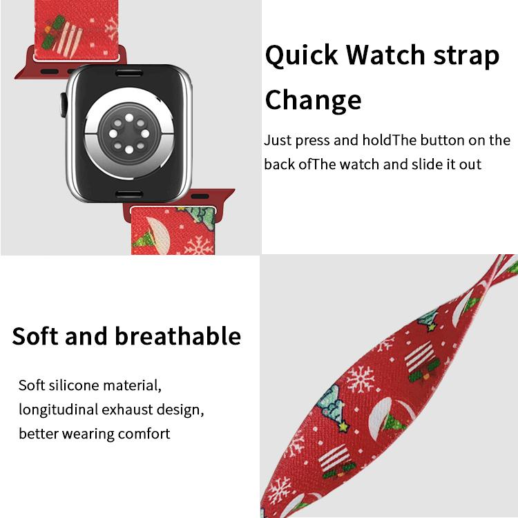 Christmas Strap for Apple Watch Band 46/42mm 45/41mm 44/40mm 49mm Elastic Nylon Bracelet Correa iWatch Series 11/10/9/8/SE/Ultra