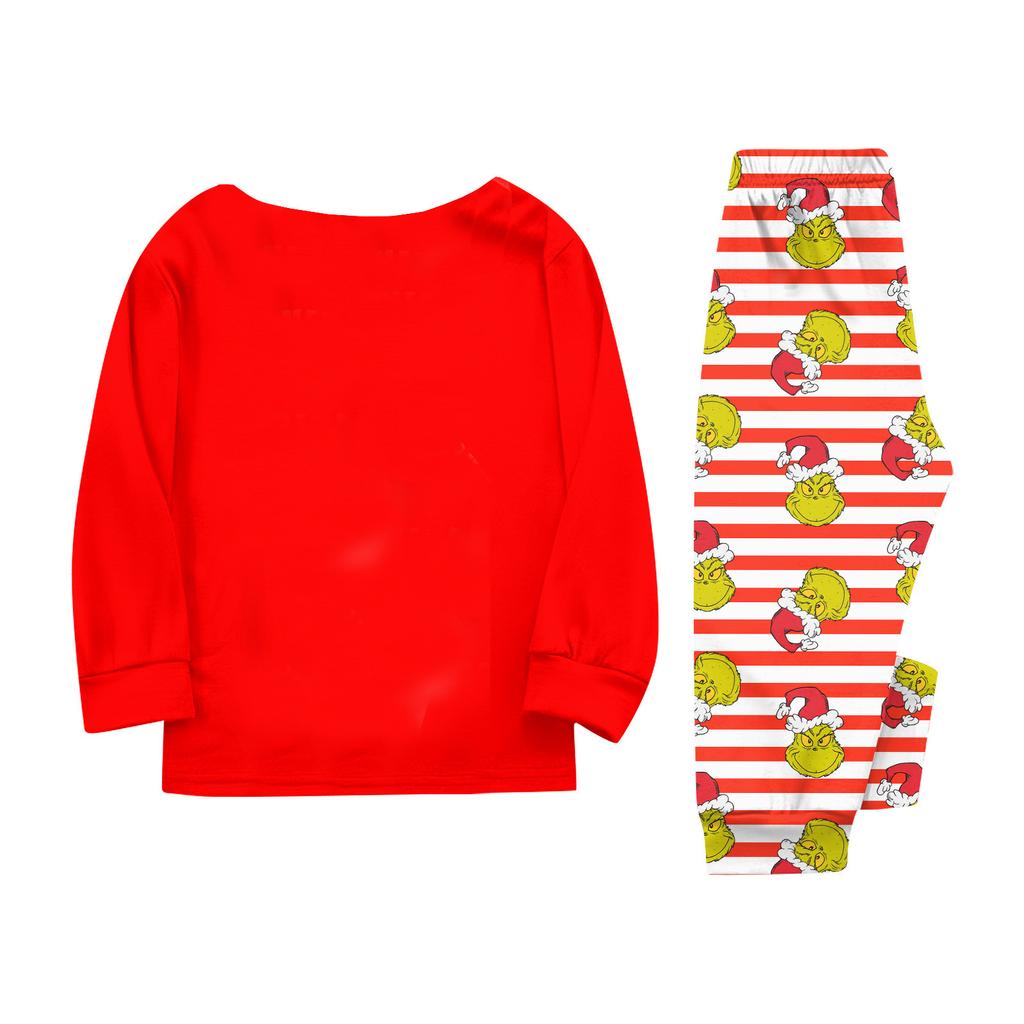 Print Cute Family Set Pajamas, Home Clothes, Family Set Long Sleeve Top Pants Set