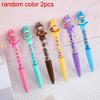 2Pcs Cute Labubu Gel Pen Cute Cartoon Diy Bead Neutral Pen Student Writing Pen
