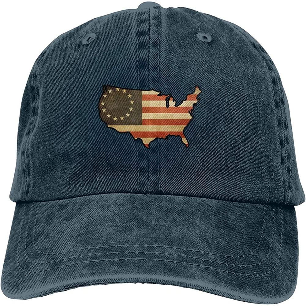 US Map Betsy Ross Flag Unisex Fashion Dad Hat Cotton Adjustable Baseball Cap