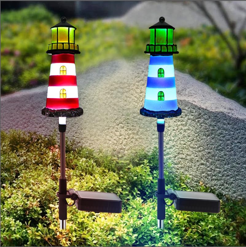 

Solar Outdoor Lights,1 Pack Lighthouse Solar Lights Outdoor Waterproof, Solar Walkway Lights for Your Garden, Landscape, Path, Yard, Patio, Driveway