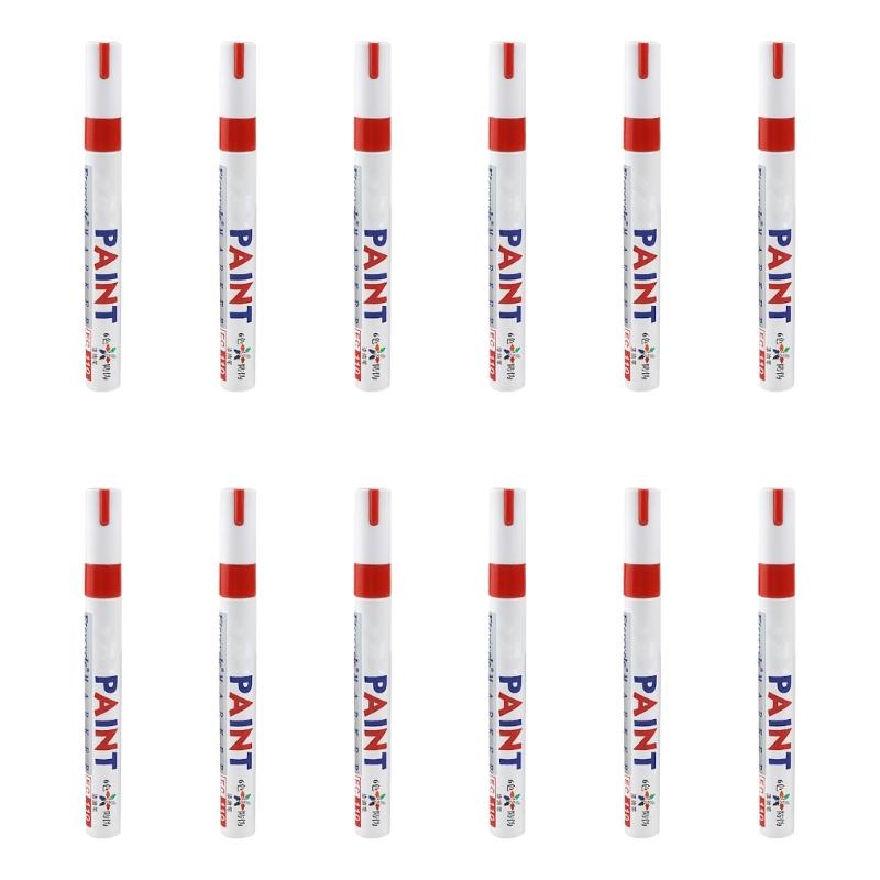 12 Pcs Permanent Paint Markers Oil Based Paint Pen Quick-Drying Permanent Marker for Plastic Cardboard Wood Metal Canvas