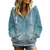 Damen Casual Kapuzenjacke mit Blumendruck, Langarm, mit Taschen und