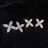 European & American Luxury Rhinestone Clover Stud Earrings - Elegant Silver Needle Design for Women