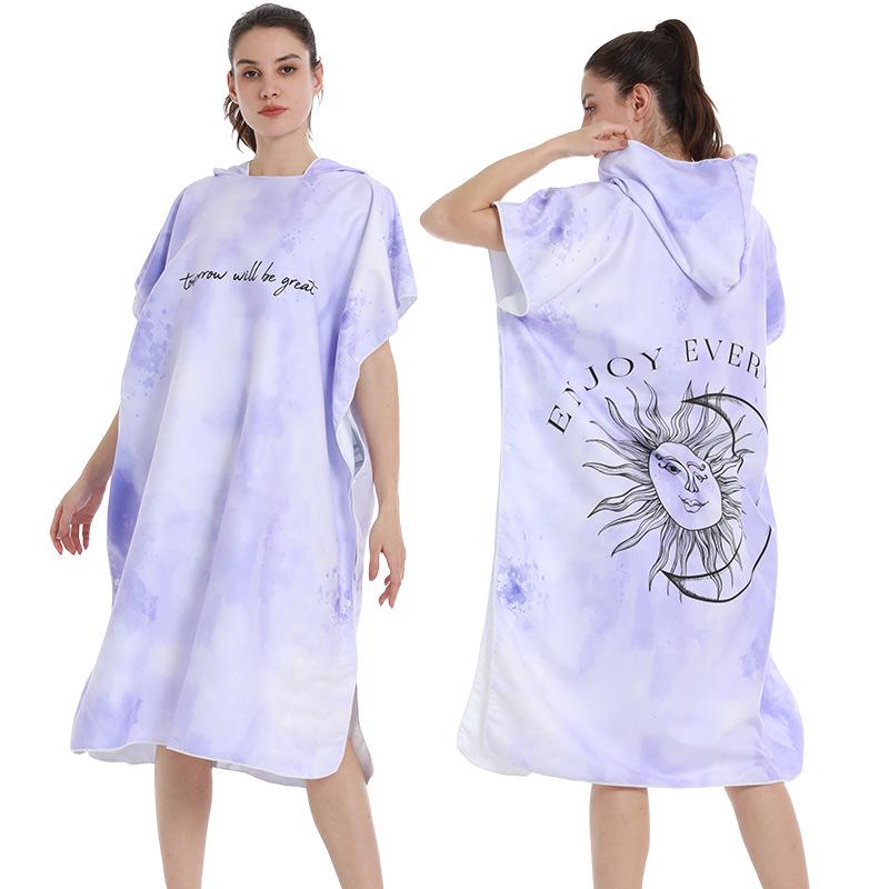 2025 Quick-Dry Hooded Swim Poncho with Zipper - Portable Bathrobe and Beach Towel