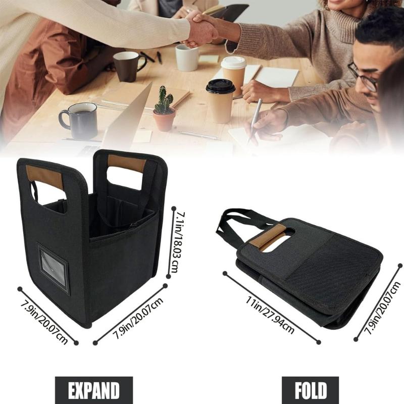 4 Cup Drink Carriers Holders With Handle Insulated Compartments And Foldable Frame For Commuting Beach Trip Outdoor