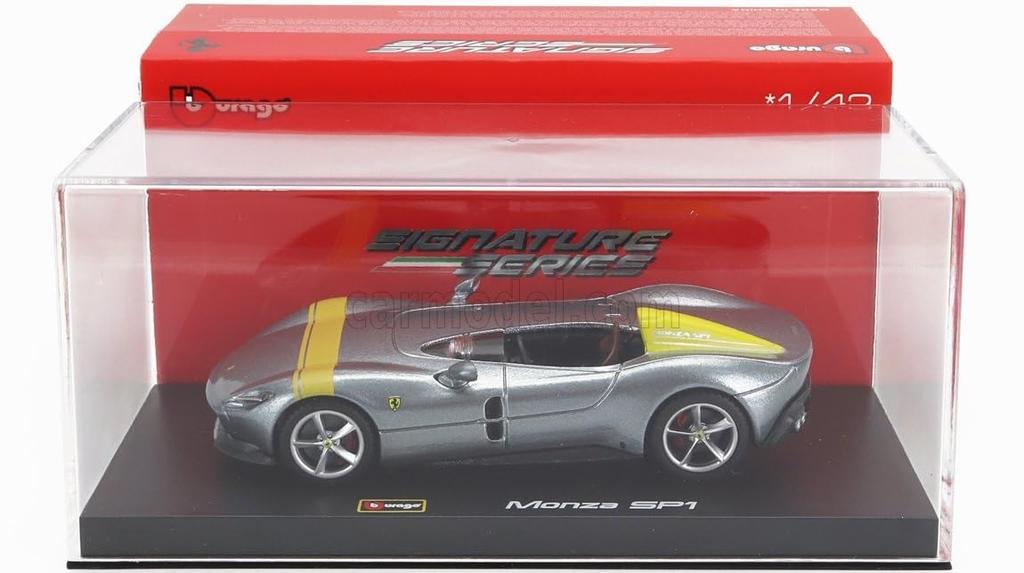 Bburago Ferrari Monza Diecast Car 1/43 Scale FERRARI MONZA SP1 2018 (Silver) Signature Series [Parallel Import]