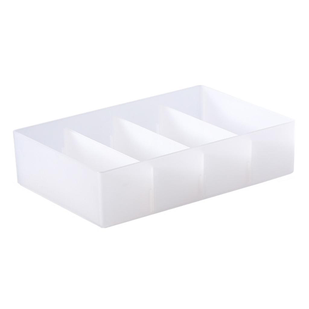 4 Section Drawer Organizer Tray with Removable Partition Stackable Translucent Plastic Divided