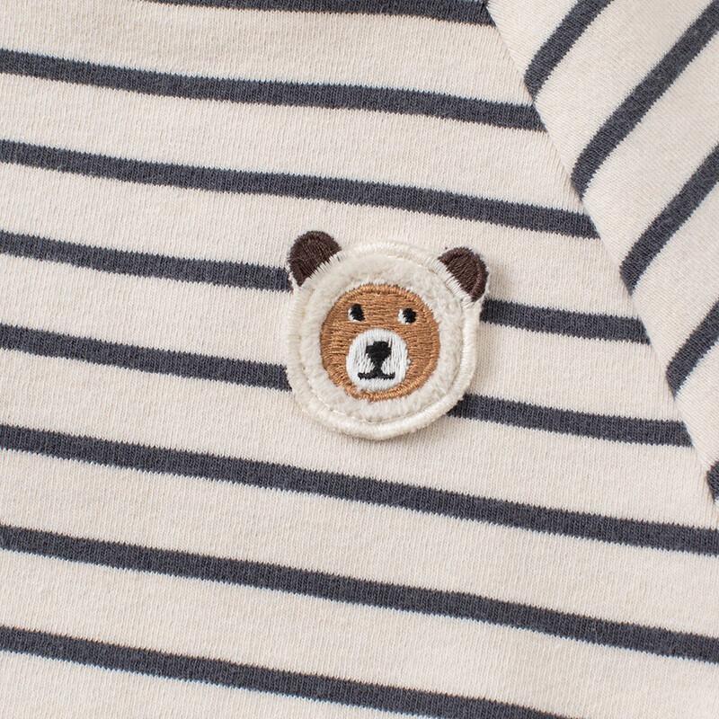 Dave & Bella Kids' Striped Half-High Collar Long Sleeve T-Shirt