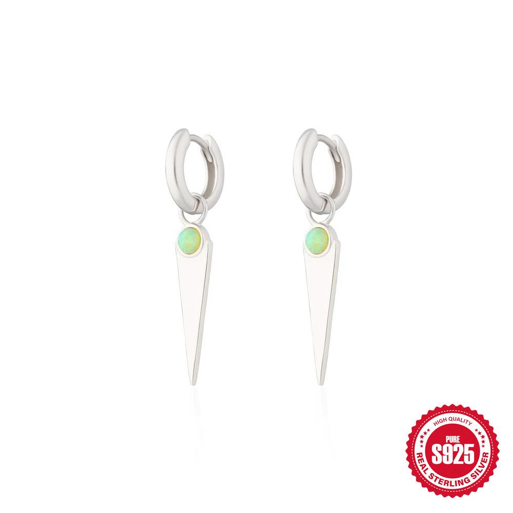 Fashion S925 Sterling Silver Star Moon Rivet Diamond Opal Earrings Ear Buckle Earrings Earrings 925 Earrings