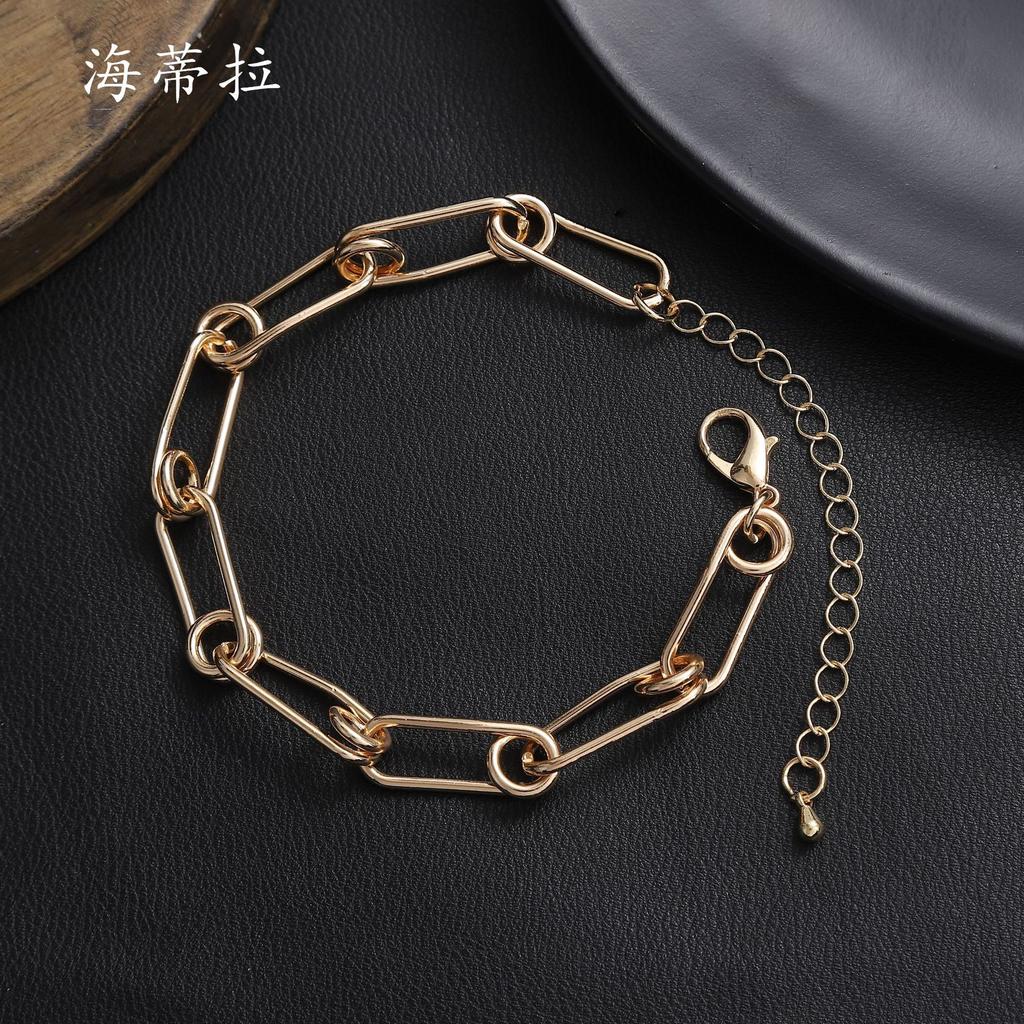 Back-shaped Pin Hip-hop Bracelet, High-end Couple Hollow Ring Simple Metal Bracelet