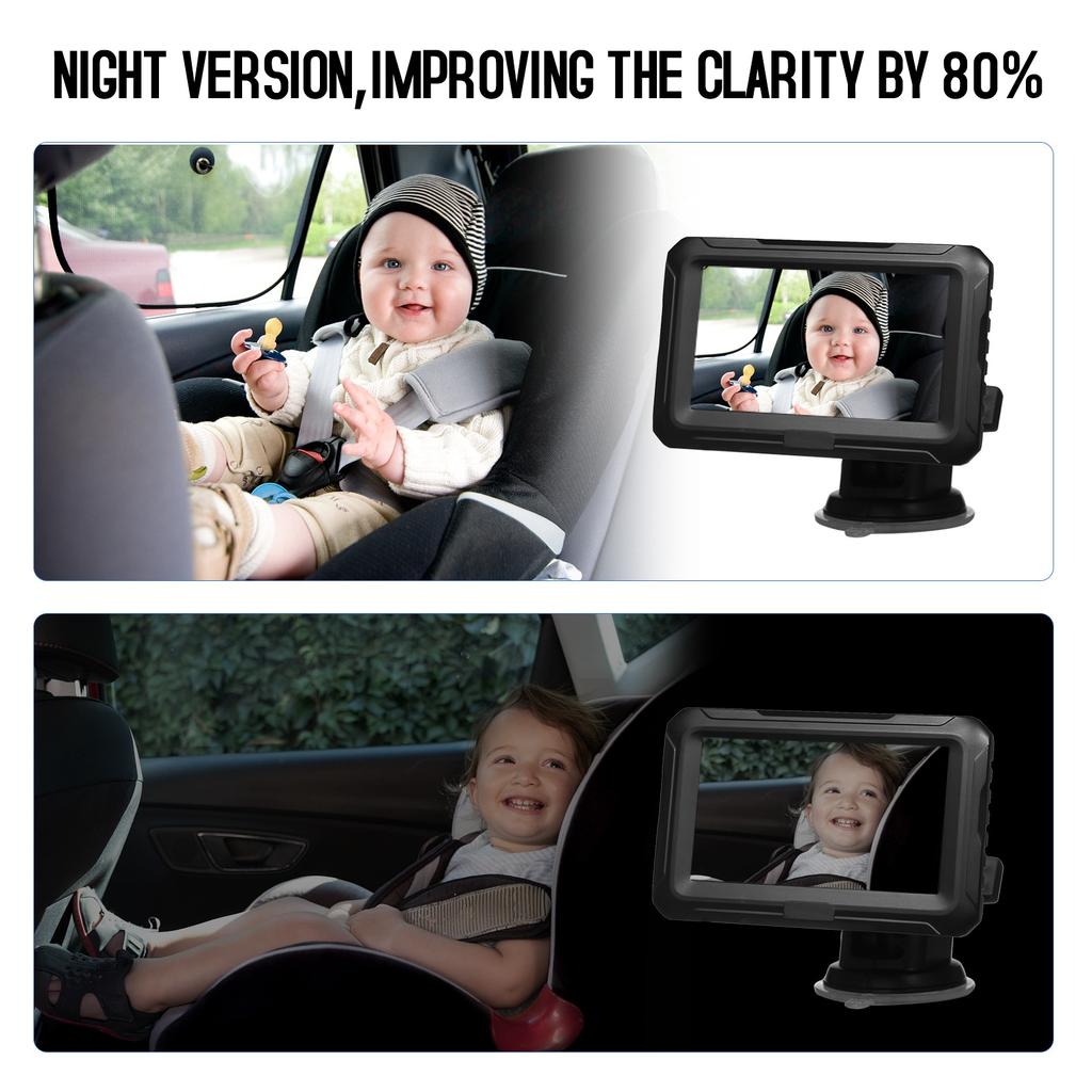 Baby Car Mirror 1080P Baby Camera with 4.3   IPS Screen Night Vision Adjustable Wide View Angle for Infants Kids Pets