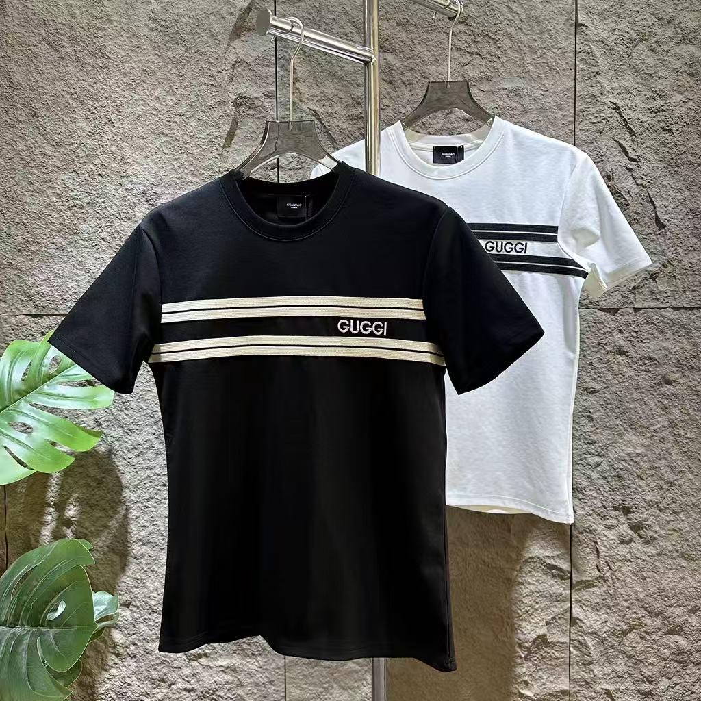 Men's 2025 Autumn Embroidered Letter Crew Neck Short Sleeve T-Shirt