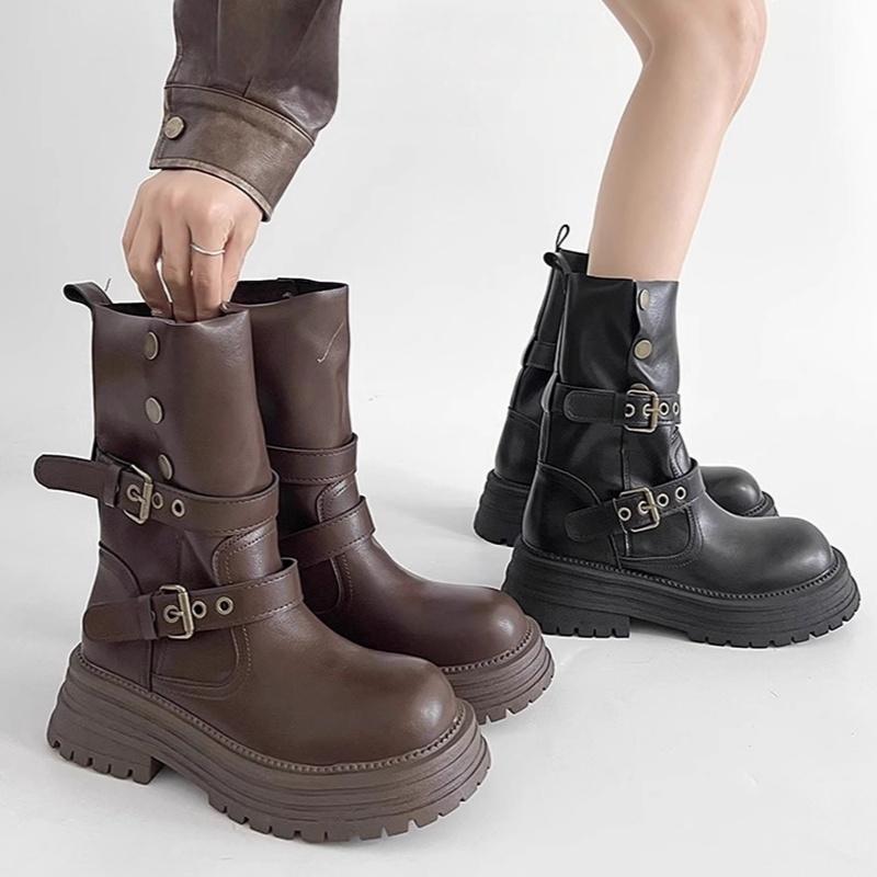 Fashion 2025 Autumn Fashion Retro Comfortable Women's Boots Britain Style Outdoor Ankle Boots New Designer Platform Leather Boots Mujer