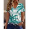 Fashion Women's V-Neck Short Sleeve 3D Casual Color Printing Casual Short Sleeve V-Neck T-Shirt