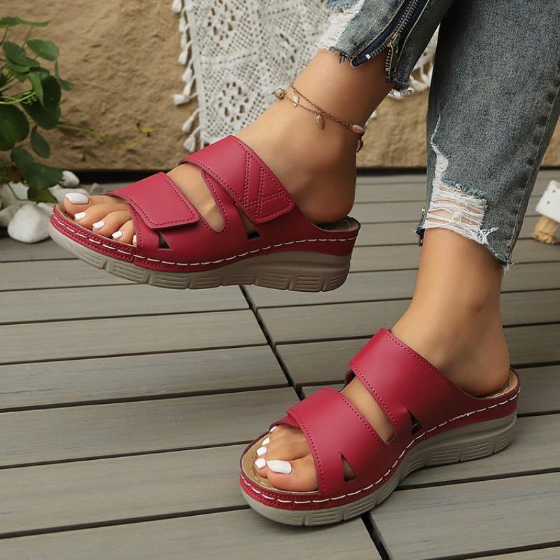 Women Shoes Sandals  N-Slip Women s Sandals Slip On Women s Shoes Wedge Sandals Woman Outdoor Female Slipper Footwear 36 красный