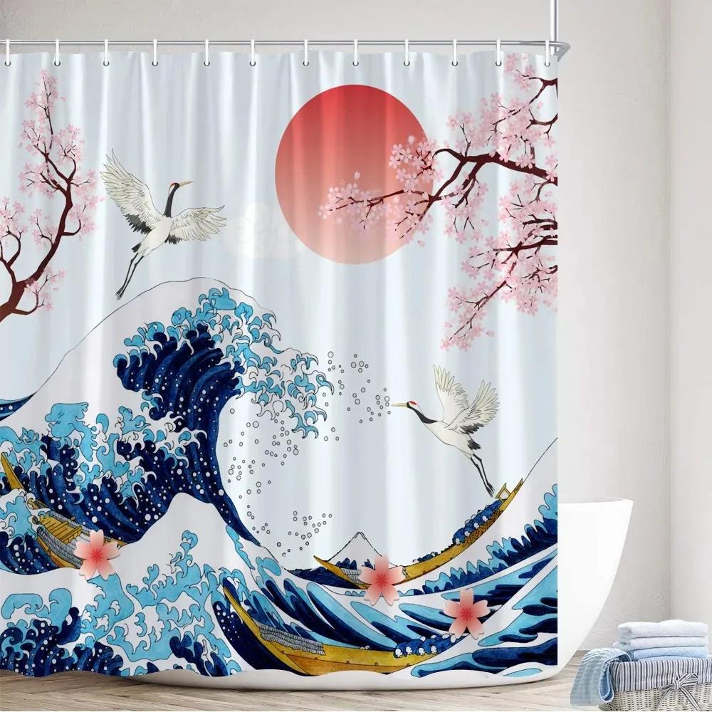 

VIKAMA Japanese-Style Shower Curtain, Bathroom Decoration, Dry And Wet Separation Partition Curtain, Waterproof Hanging Curtain 90X180C(3X5.9FT)