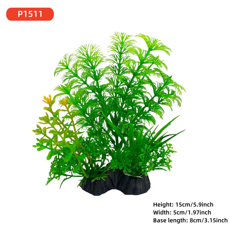 

1 шт. Набор для декора аквариума - Яркие зеленые пластиковые растения-орнаменты - Аквариумы, Прочный ПВХ материал 15 см/5,9 дюйма