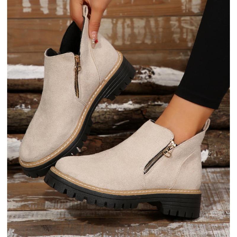 Nya Dam Enkla Stilrena Stövlar Plus Storlek Platåskor Dam Tjock Sula Ankelstövlar Mode Bekväma Botas De Mujer