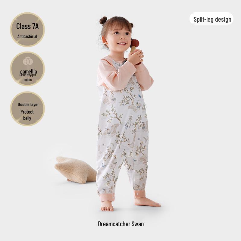 Camellia Constant Temperature Baby Sleeping Bag - Autumn & Winter Quilted Anti-Kick Blanket with Legs for Children