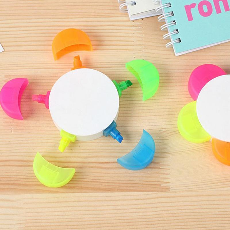 

1Pc Five-color Sunflower Highlighter, Cute Flower-shaped Petal Highlighter
