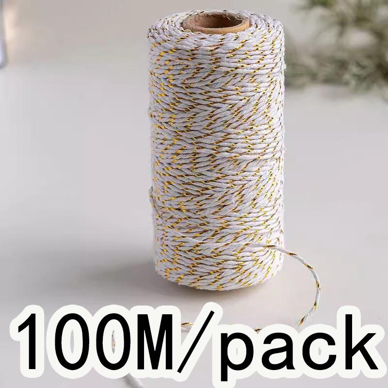 

(100 M/roll) 2mm Colored Cotton Cord Lace Braided Cord Bundling Mouth Decoration Festive Christmas Gift Wrapping Wedding Party 2mm wide белый