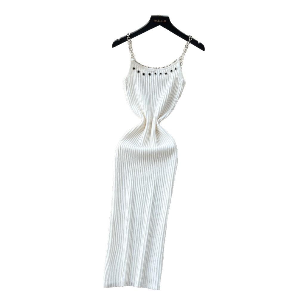 Chain suspender knitted dress women's autumn new summer slim and thin temperament high-end waist skirt