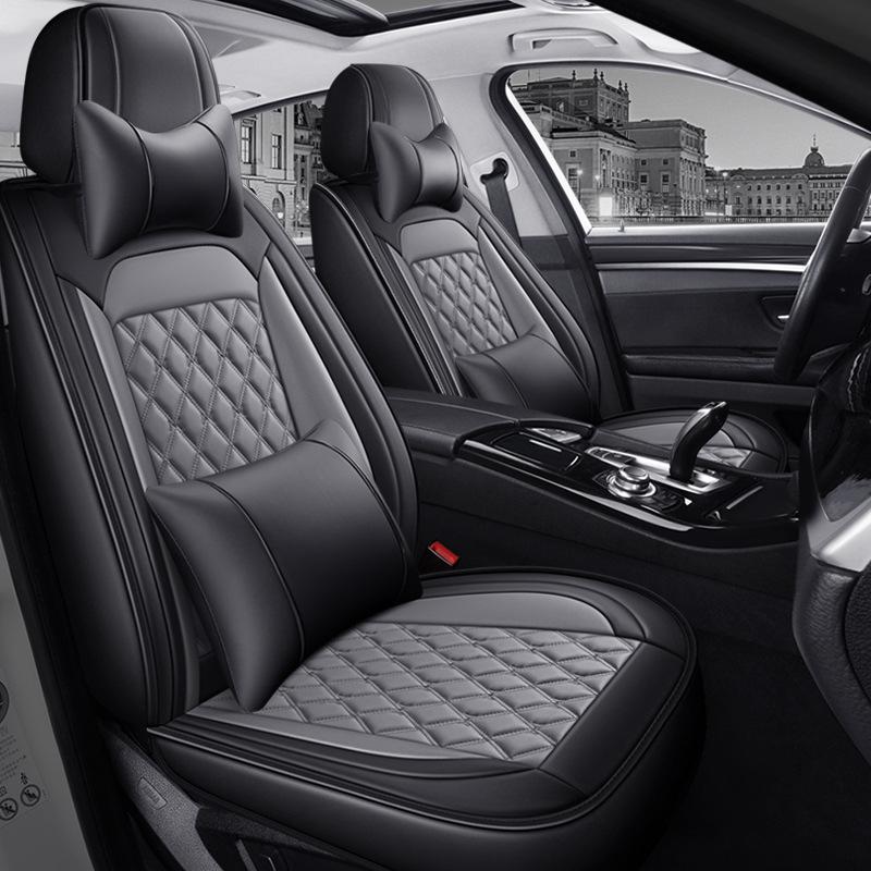 Leather Car Seat Covers, Universal Faux Leather Car Seat Covers 5 Seats, Automotive Seat Covers for Most Sedans SUVs Trucks, Front and Rear Seat Cover