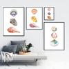 Pastel Colored Sea Shell Watercolor Poster Ocean Pebbles Canvas Painting Wall Art Education Picture Retro Kid Room Home Decor