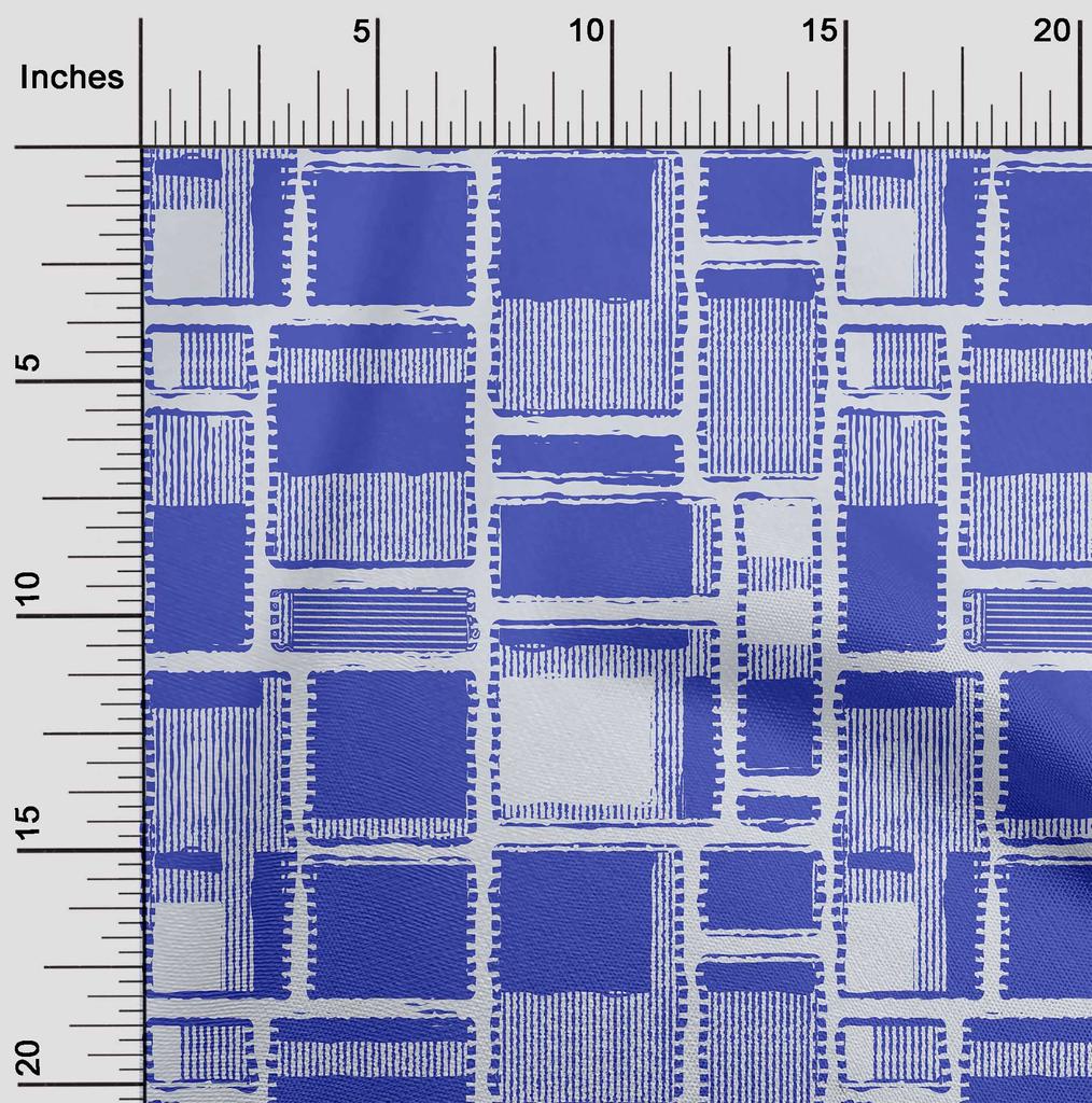 oneOone Baumwoll-Flex Blauer Stoff Geometrischer Kleiderstoff Bedruckter Stoff Meterware 40 Zoll