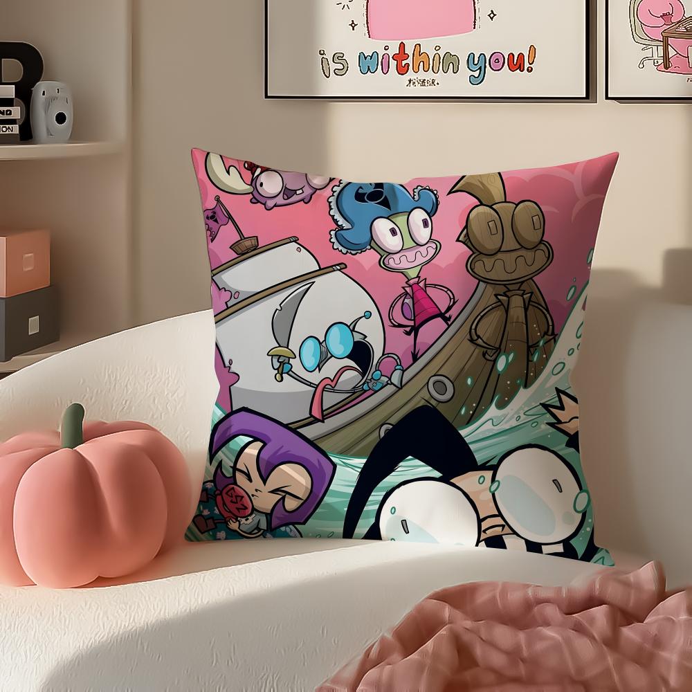 Weird Wacky Absurd Animated Series IInvader Zim Cushion Cover Pillowcase Short Plush Invisible Zipper Room Sofa Cushion Cover