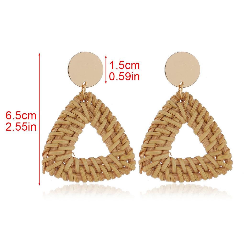 Klassische geflochtene Rattanartikel Westliche Ohrringe Böhmischer Stil Geometrischer Anhänger Bequem Attraktiver Schmuck für Frauen Mädchen