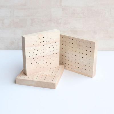 2Pcs 61/81 Hole Wooden Polishing Head Storage Board Square Save Space Nail Drill Bit Display Base 10*10cm Creativity
