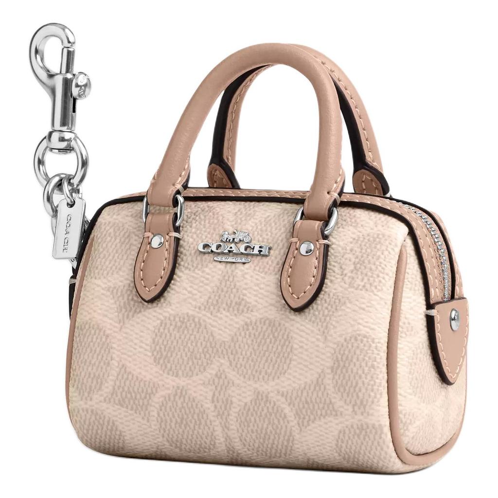 New COACH Coated Canvas Keychain Bag Accessory Trumpets Women's Sand CX068-SVPWH