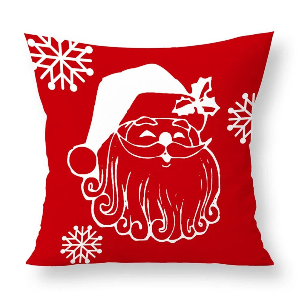 Christmas Printed Sofa Bedroom Living Room Pillow Seats Decorate Christmas Printed Printed Cushion Cover Decoración Navideña