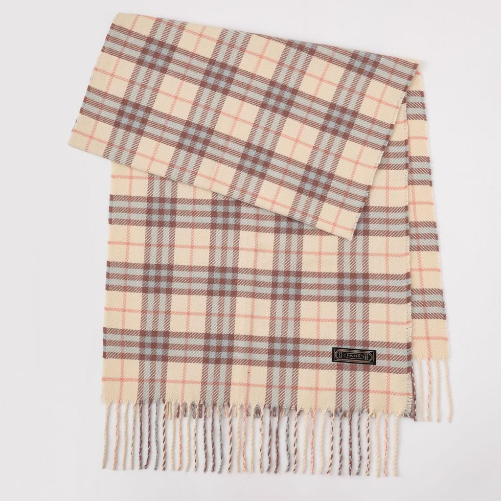 Winter new versatile plaid scarf women's color matching warm fringed scarf checkerboard high-end imitation cashmere scarf