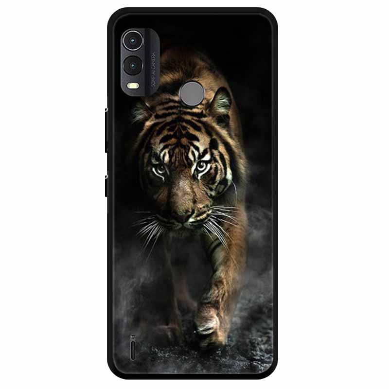Soft Silicone Cover For Nokia C22 Case 2023 TPU Wolf Lion Painted Black Phone Coque for Nokia C22 C 22 4G Black For NokiaC22