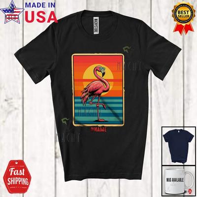 Custom Name Retro Flamingo Sunglasses 70s 80s 90s Lovely Summer Flamingo Shirt