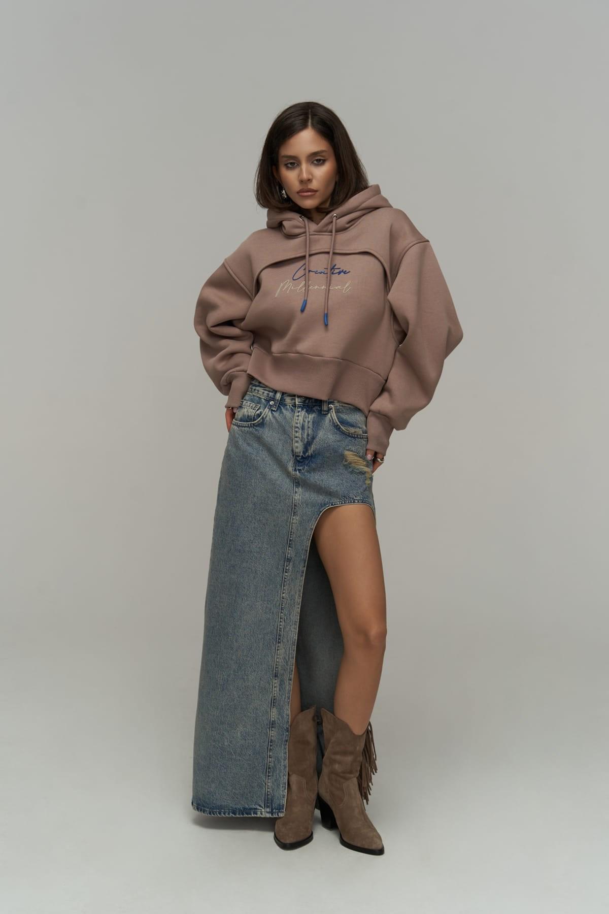 

Укороченный свитшот Creative Taupe L светло-коричневого