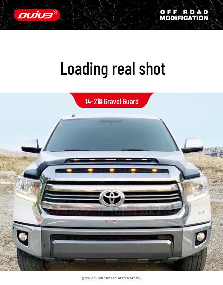 Toyota Tundra Off-road Sand & Gravel Deflector Rain Visor & Yellow Spotlight Decoration Accessory.