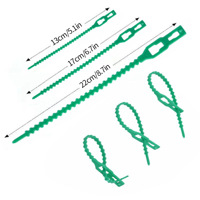 Garden Green Zip Ties Adjustable Plastic Plant Cable Ties Reusable Wire Ties Garden Plant Vine Supports Tomato Clip Fastener