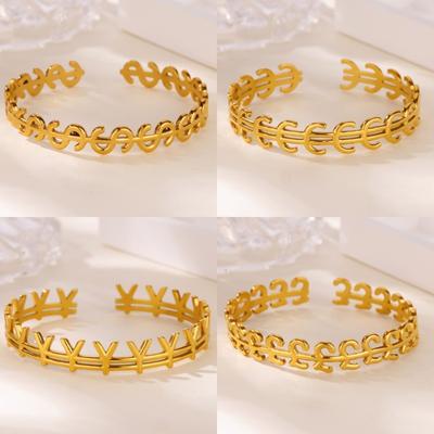 Wind Creative Hollow Dollar Euro Currency Symbol Bracelet Women's Stainless Steel Jewelry Women's Trend Personality Bracelet