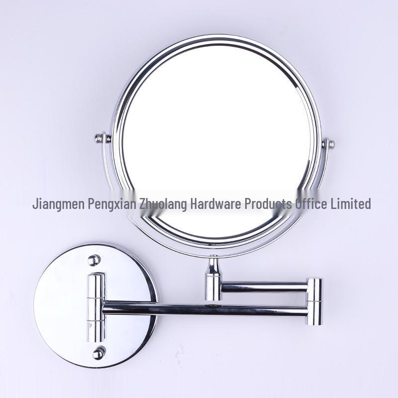 Dual-Sided LED Wall-Mounted Makeup Mirror with Magnification and Fill Light for Punch-Free Hotel Bathroom Use