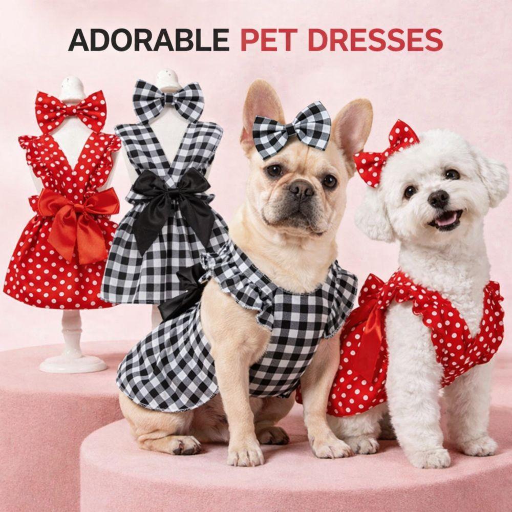 Schleifen-Haarreif Katze Hund Prinzessinnenkleid Flatterärmel Haustierkleid Niedliche Haustierröcke Frühling Sommer