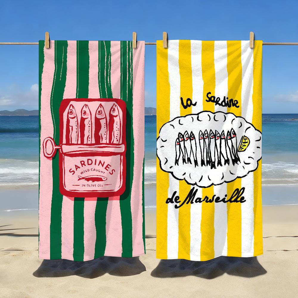 Colorful Sardine Lobster Fish Ocean Towel Quick Dry Soft Yoga Swimming Fitness Mountain Climbing Large Beach Towels