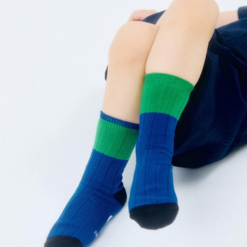 

i hate monday colorblock kids socks blue L(IHM03BL04)