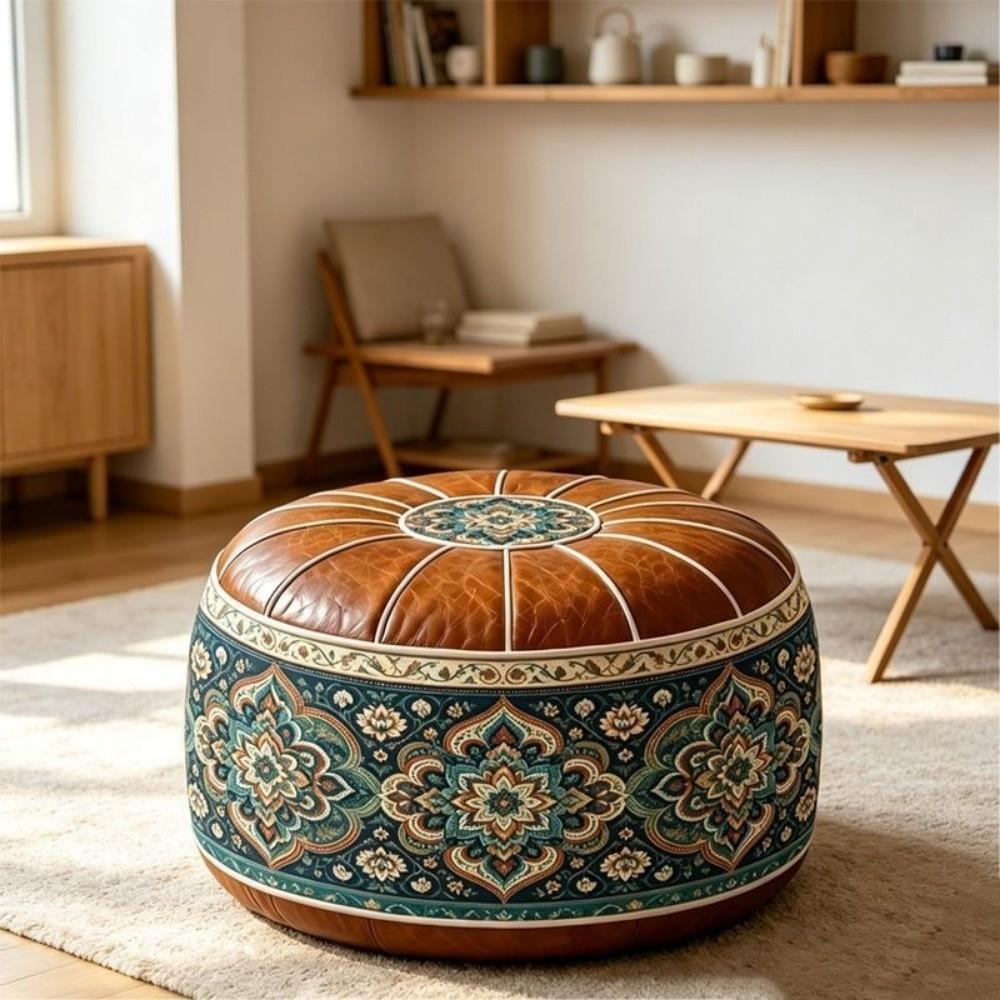 PU-Leder Boho-Stil Sitzkissenbezug Füllbares Design Aufbewahrung Beinbank Schlafzimmer